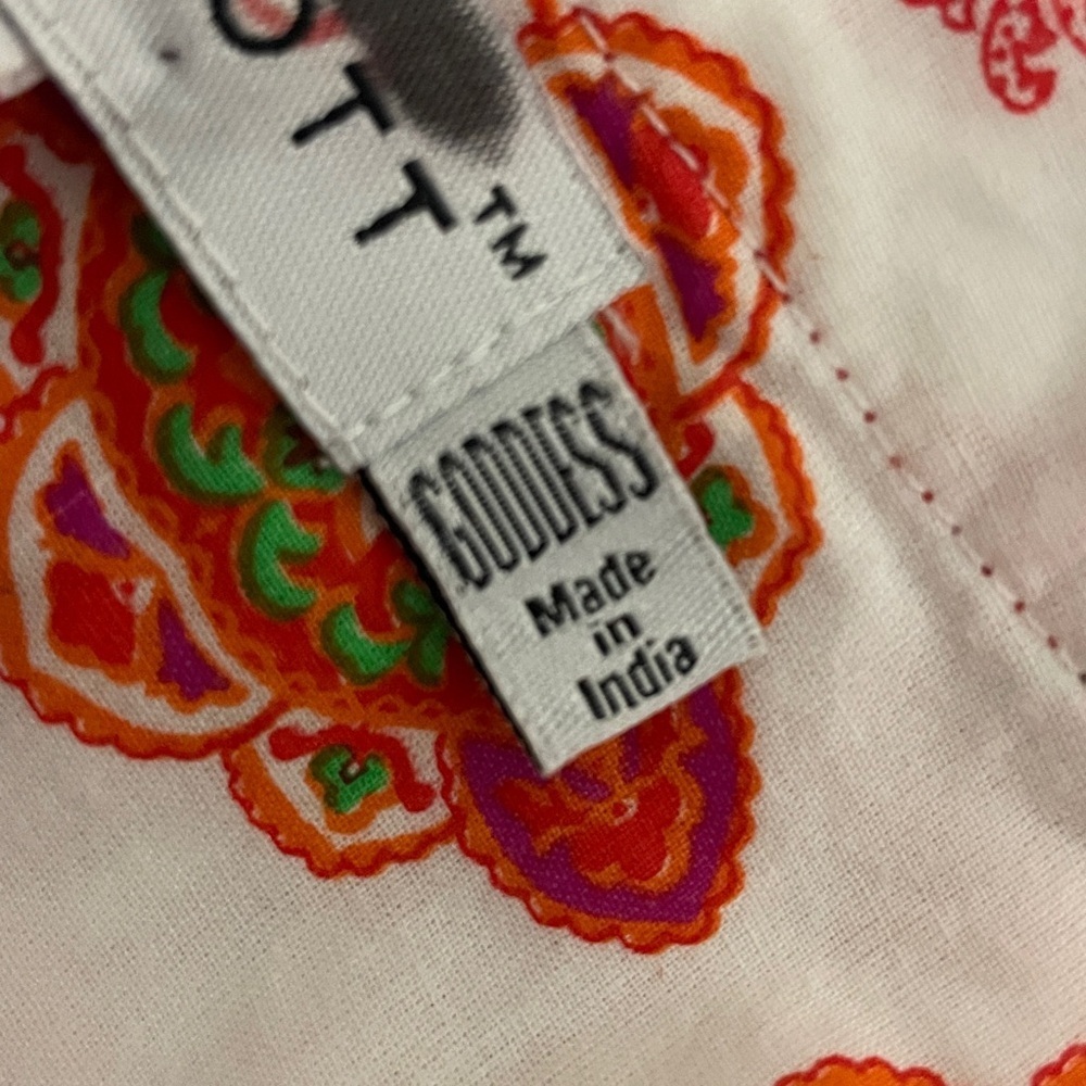 Gretchen Scott Tunic Top 3/4 Sleeve Sz XXL 2XL Goddess Orange Pink Beach - Picture 7 of 8